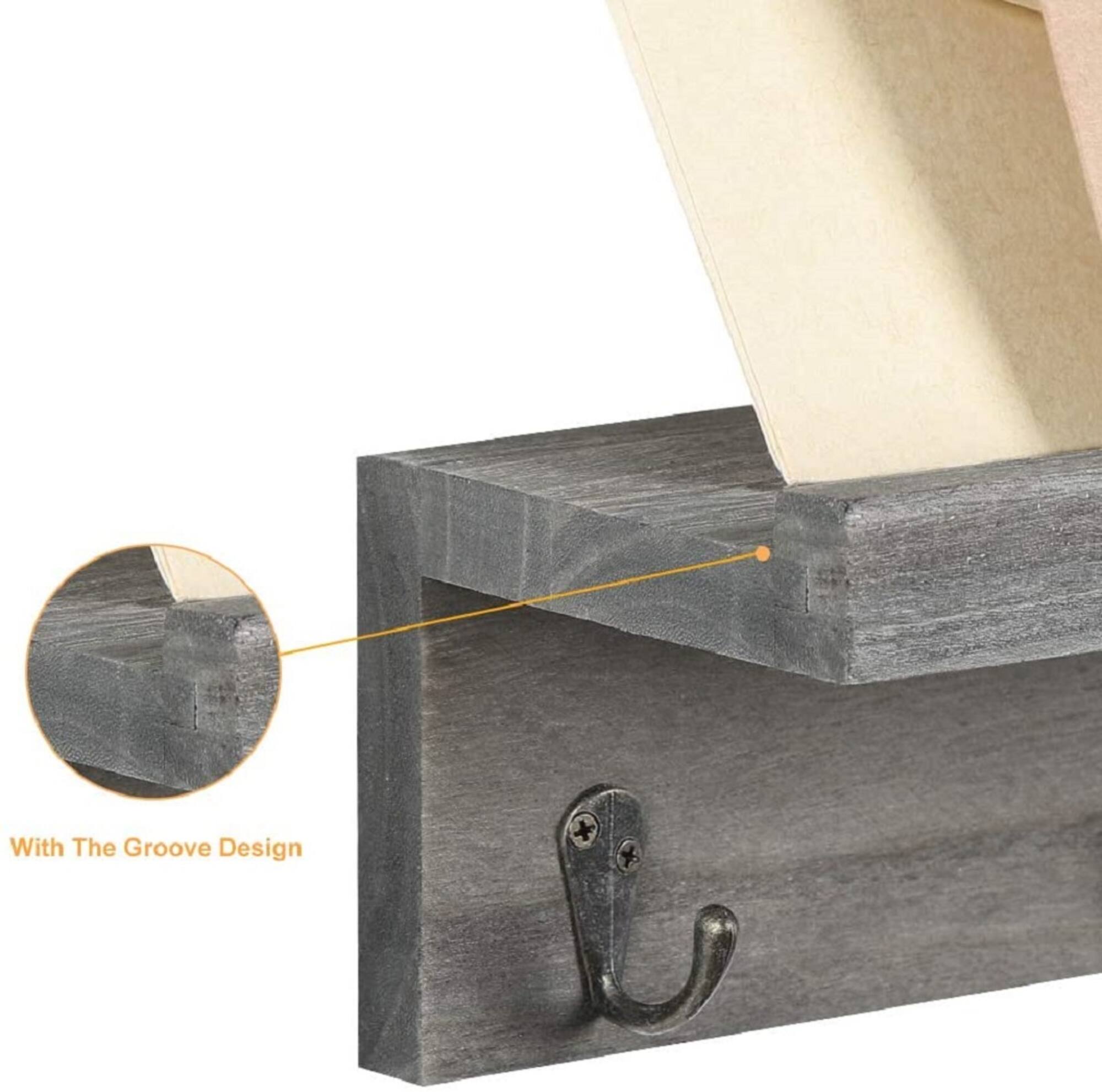 NEX™ 16" Rustic Gray Modern Wall-Mounted 4-Hook Coat Racks, 2ct.